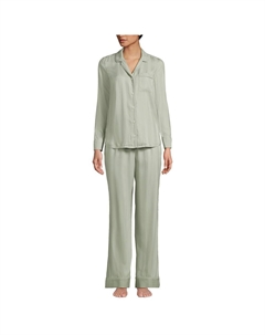 Женский пижамный комплект Lands End Shadow Stripe из топа и пижамных штанов, цвет Washed Sage Lands' end