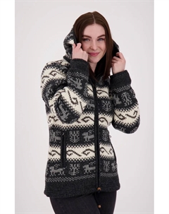 DEPROC Активная вязаная флисовая куртка "АННАПУРНА", с капюшоном и мягкой флисовой подкладкой, серый Deproc active