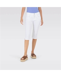 Джинсы-капри "Capri", декоративные складки по подолу, белый Mac