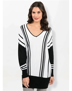 Свитер с воротником стойкой "Пуловер", цвет Weiß-Schwarz-Gestreift Creation l