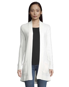 Длинный кардиган из ребристой вязки с накладными карманами, кремовый Tom tailor