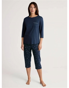 Пижама "Sweet Dreams" (2 шт.), с накладным нагрудным карманом, синий Calida