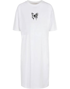 Платье-рубашка "Женское женское платье-футболка с цветочным принтом и разрезом " (1 шт.), белый Merchcode