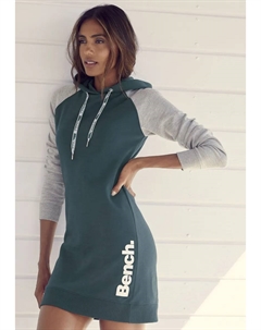 Платье-свитшот для домашней одежды с капюшоном и контрастными рукавами Loungewear, серый Bench