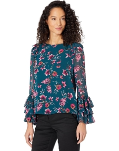 Пуловер Long Sleeve Floral Moment Blouse w/ Ruffle Cuff, цвет Vivid Teal Cece