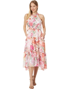 Платье Novelty Chiffon Halter Hi Lo Midi, розовый Vince camuto