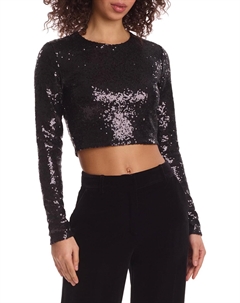 Топ Sequin Long Sleeve Crew Crop Top SEQ204, черный Commando
