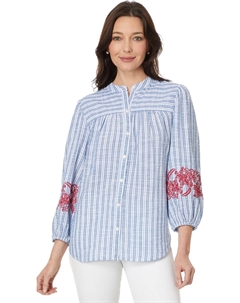Туника Embroidered Sleeve Tunic, цвет Blue/White Tommy hilfiger