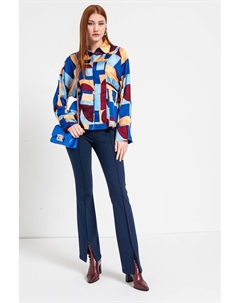 Рубашка с фигурным принтом, бургундия Esprit