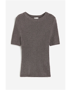 Топ Metallic Rib-knit, серый/серебристый H&m