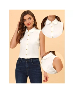 Женская повседневная майка без рукавов, рубашка из шамбре с воротником Питера Пэна, розовый Allegra k