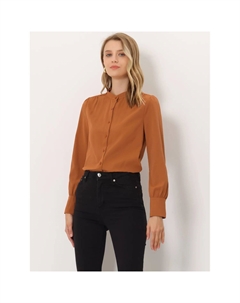 Женские рубашки с воротником-стойкой и длинными рукавами на пуговицах, розовый Allegra k