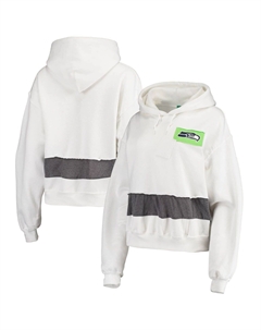 Женский укороченный пуловер с капюшоном белого цвета Seattle Seahawks Refried Apparel Unbranded