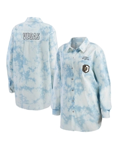 Женская одежда Erin Andrews White Vegas Golden Knights оверсайз джинсовая рубашка на пуговицах с принтом тай-дай Unbranded