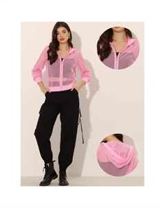 Сетчатый бомбер с капюшоном, розовый Allegra k