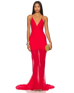 Платье со сборками и шлейфом, красный Giuseppe di morabito