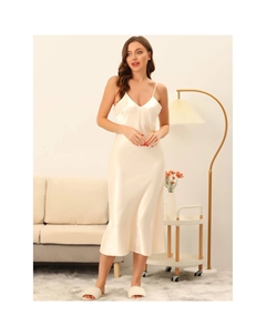 Женская атласная пижама, ночная рубашка, ночная рубашка, одежда для сна с v-образным вырезом, на тонких бретельках, ночная рубашка для отдыха, розовый Allegra k