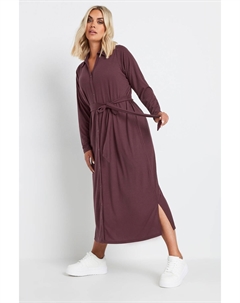 Платье трапеция с ребристыми пуговицами спереди, фиолетовый Yours curve