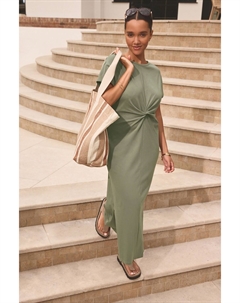 Футболка летняя из 100% хлопка с короткими рукавами, зеленый Next