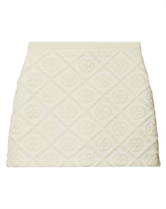 Жаккардовая юбка мини с логотипом Double T, нейтральный Tory burch
