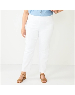 Легкие эластичные брюки прямого кроя больших размеров без застежки, белый Croft & barrow