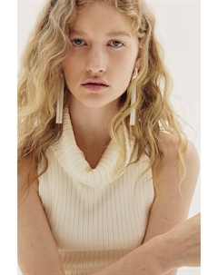 Ребристый топ с высоким воротником, бежевый H&m