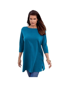 Женская туника больших размеров с вырезом «лодочка» Roaman и боковыми разрезами, цвет Peacock Teal Roaman's