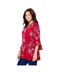 Женская газовая туника с вышивкой больших размеров для миниатюрных размеров, красный Catherine's