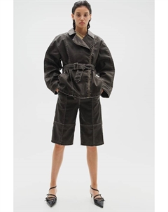 Байкерская куртка в поношенном виде, черный H&m