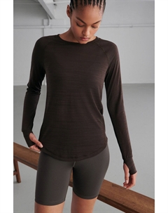 Легкий топ с длинными рукавами Active, коричневый Next