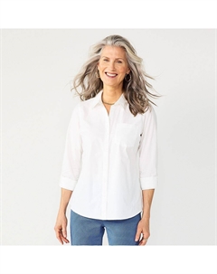 Рубашка на пуговицах с одним карманом Petite Essential, белый Croft & barrow