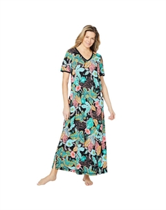 Женская длинная футболка-лежак больших размеров, цвет Black Multi Floral Dreams & co.