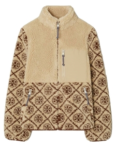 Флисовая дубленка T Monogram, серый Tory burch