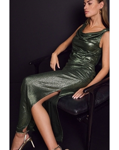 Юбка макси с блестками и сборками по бокам, зеленый Next