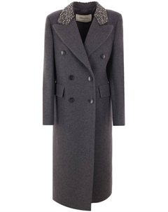 Двубортное пальто с вышивкой, серый Blumarine