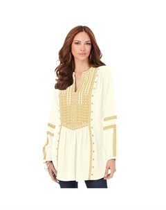 Женская туника больших размеров Roaman в стиле бохо с вышивкой, цвет Ivory Roaman's