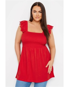 Топ с баской и оборками, красный Yours curve
