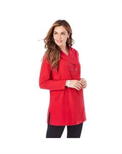 Женская туника из шерпы больших размеров с двумя пуговицами, цвет Classic Red Roaman's