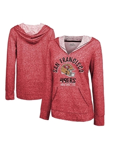Женский пуловер с капюшоном Scarlet San Francisco 49ers Super Bowl LVIII Victory Slub с v-образным вырезом, красный Majestic threads