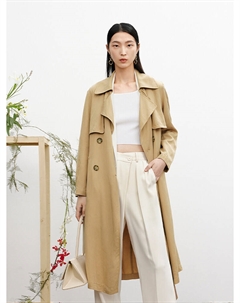Классический плащ средней длины, бежевый Mai meng