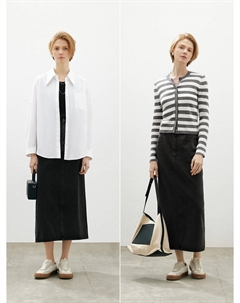 Классическая джинсовая юбка, серый Mai meng