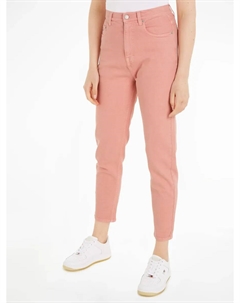 Тканые брюки Tommy Jeans "TJW MOM SLIM UH GD" с вышивкой логотипа, розовый Tommy hilfiger