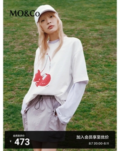 Футболка с вишневым принтом и круглым вырезом, белый Moco