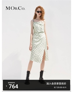 Платье без рукавов с шахматным принтом, зеленый Moco