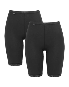 Длинные трусы "Basic+ Long 2P" (2 шт. в упаковке), длинные брюки с кружевной отделкой, черный Sloggi