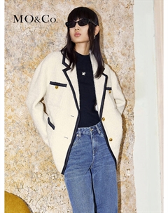 Полушерстяная куртка женская, синий Moco