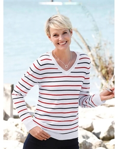 Свитер в полоску "Пуловер", цвет Weiß-Rot-Geringelt Classic basics