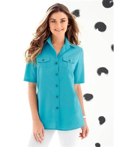 Блуза с короткими рукавами, бирюзовый Classic basics