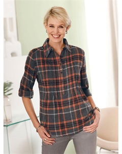 Длинная блузка, цвет Kupferfarben-Kariert Classic basics