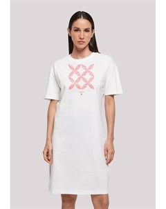 Платье-рубашка "Цветочный узор Коралл", принт, белый F4nt4stic